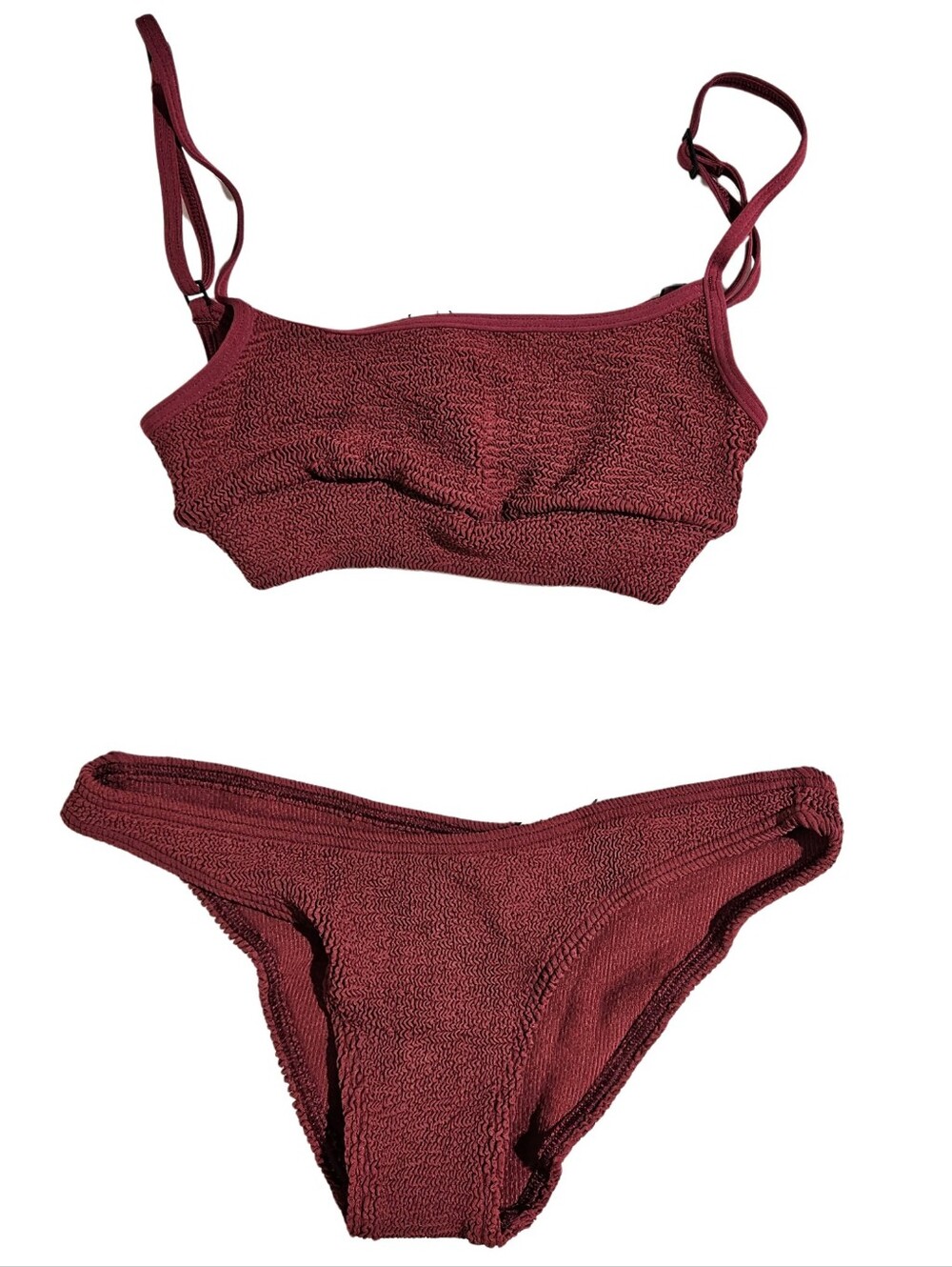 Bond-Eye Bikini Set Strap Saint Crop & Sign Brief Swimsuit Carmine One Size NWT